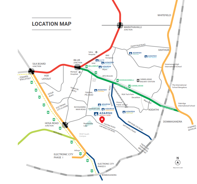 Adarsh Welkin Park Location Highlights Map